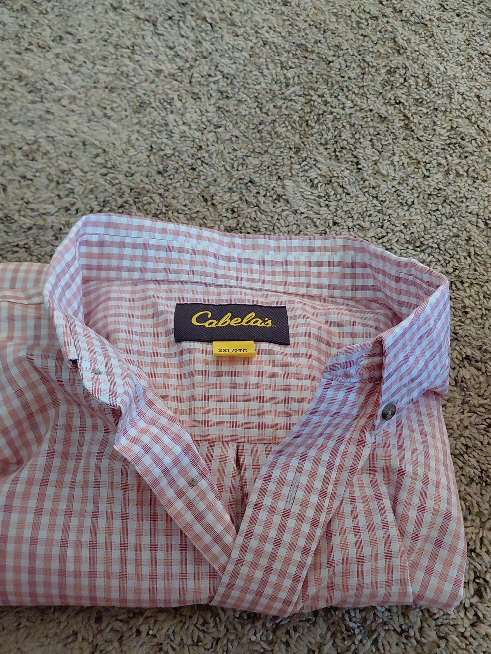 Cabela's Pink and White Gingham Button-Down Shirt